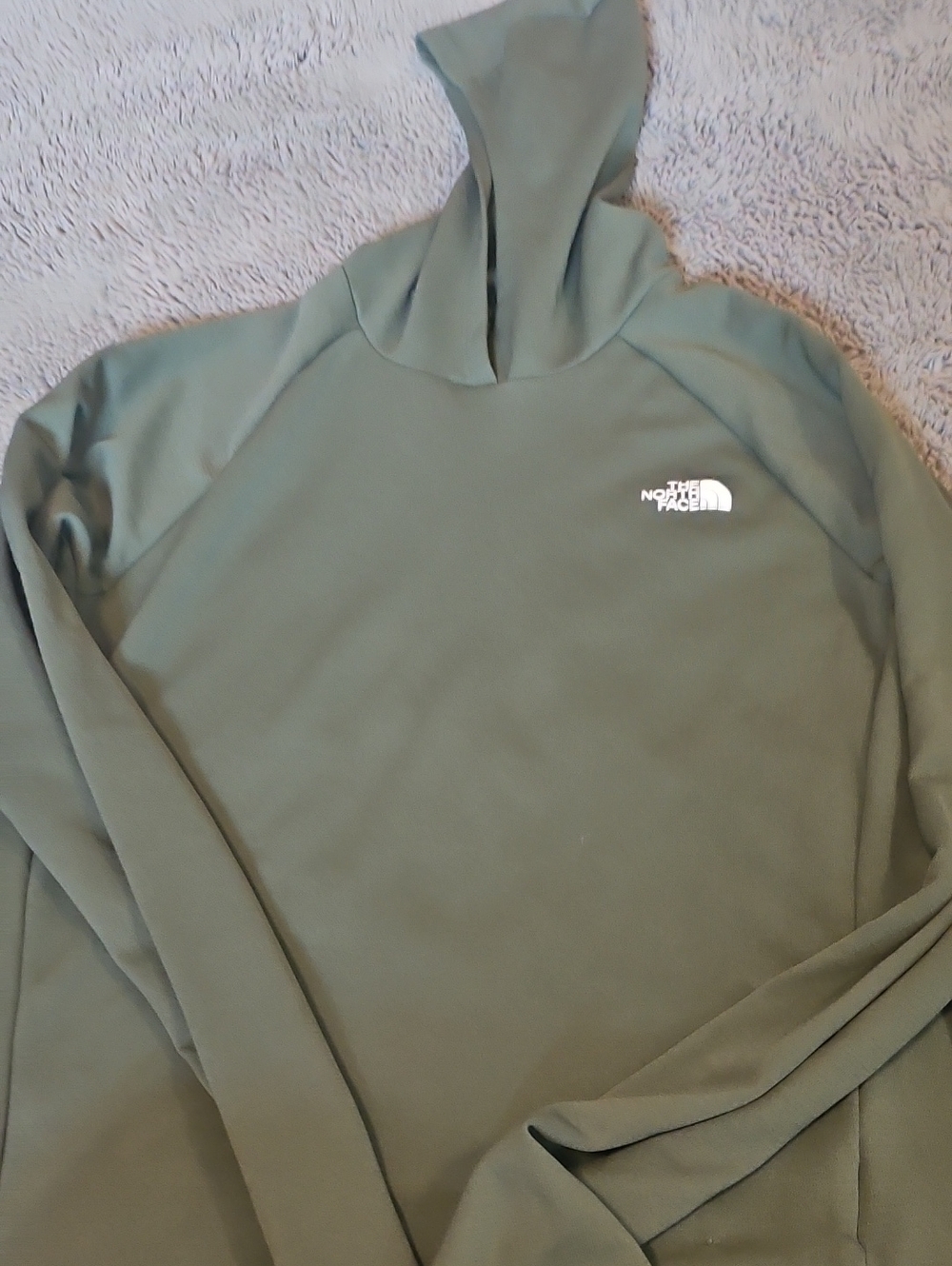 The North Face Olive Green Pullover Hoodie with White Logo
